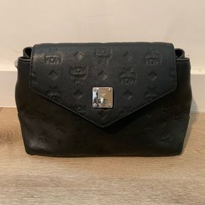 MCM black leather bag.